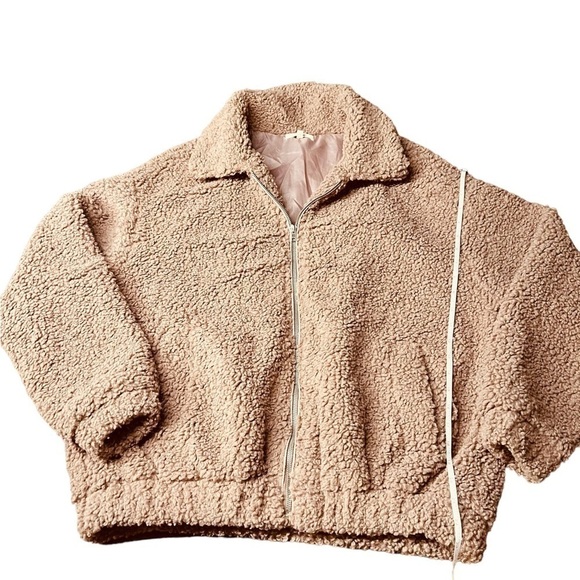 EASEL WOMENS OVERSIZED LIGHT MAUVE TEDDY ZIPPERED JACKET SIZE MEDIUM - Picture 10 of 11